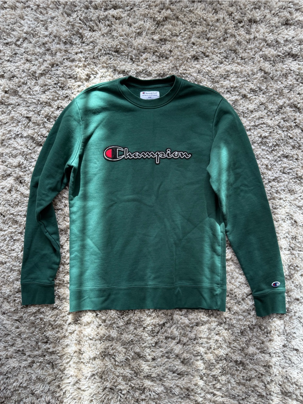 Champion Forest Green Crewneck with Script Logo